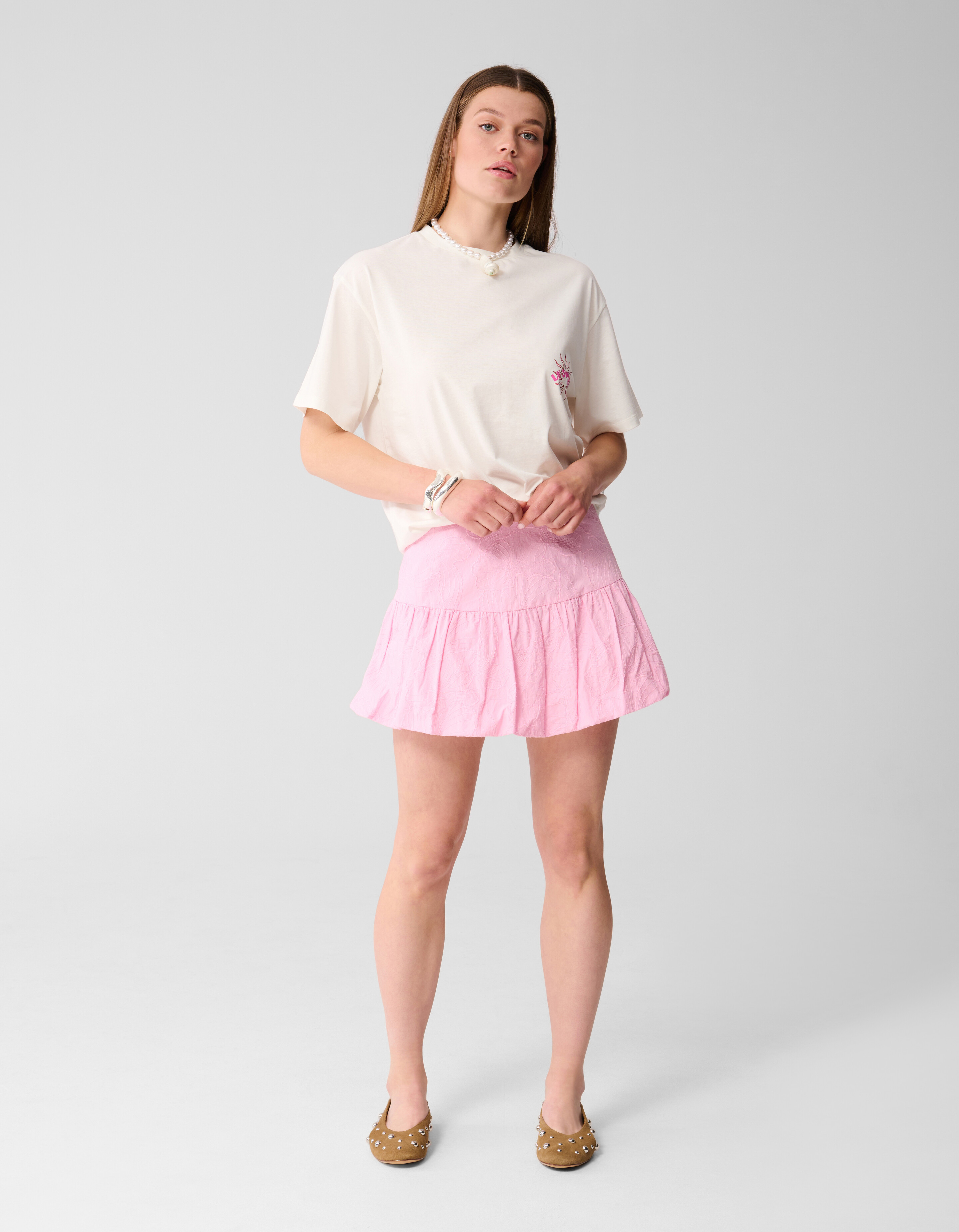 Flower Cord Balloon Mini Rok Roze SHOEBY WOMEN