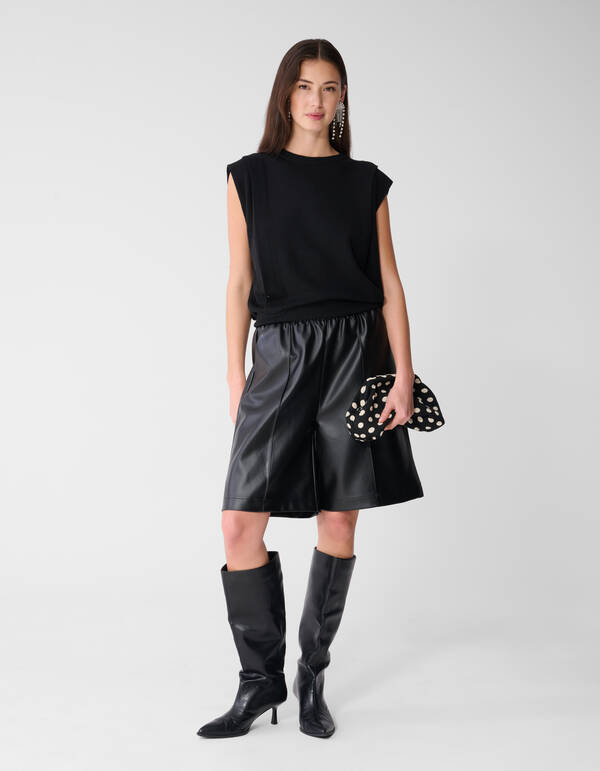 Pleated Shoulder Top Zwart SHOEBY WOMEN