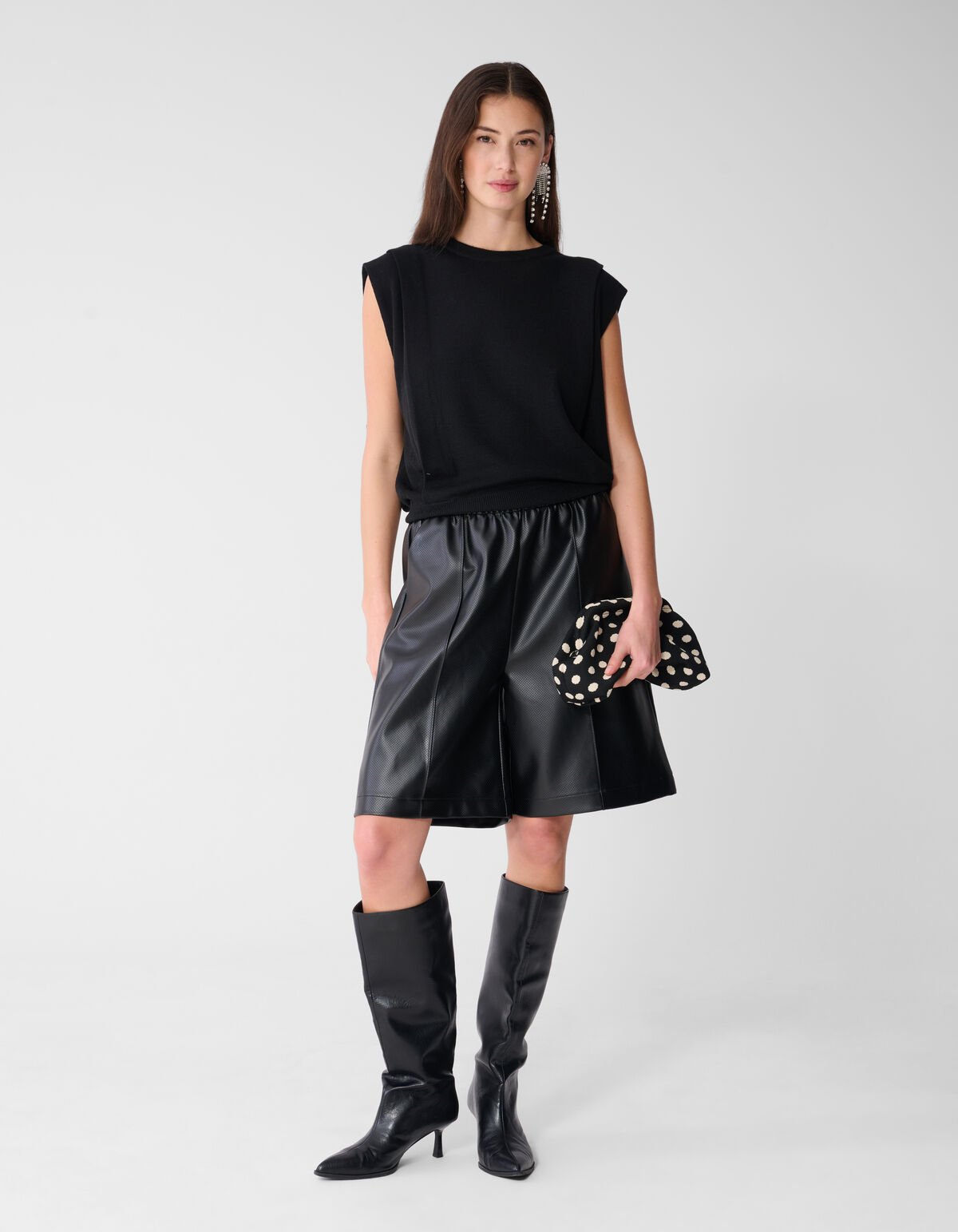 Pleated Shoulder Top Zwart SHOEBY WOMEN