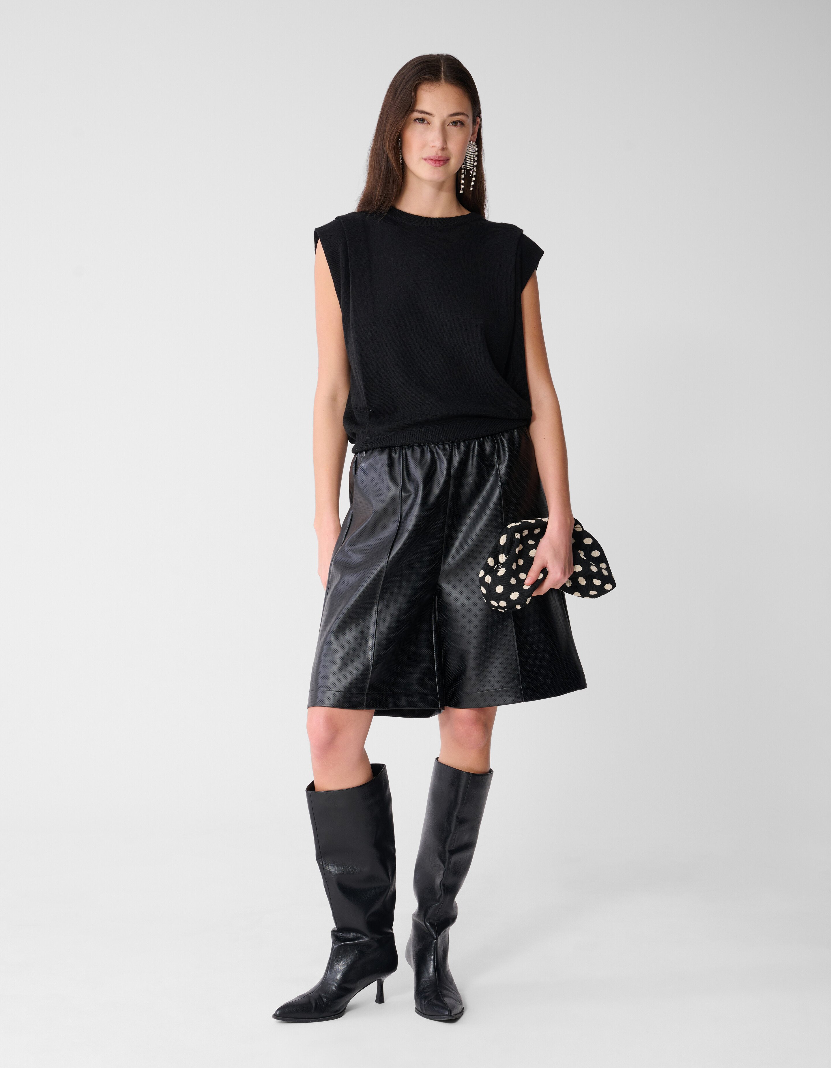 Pleated Shoulder Top Zwart SHOEBY WOMEN