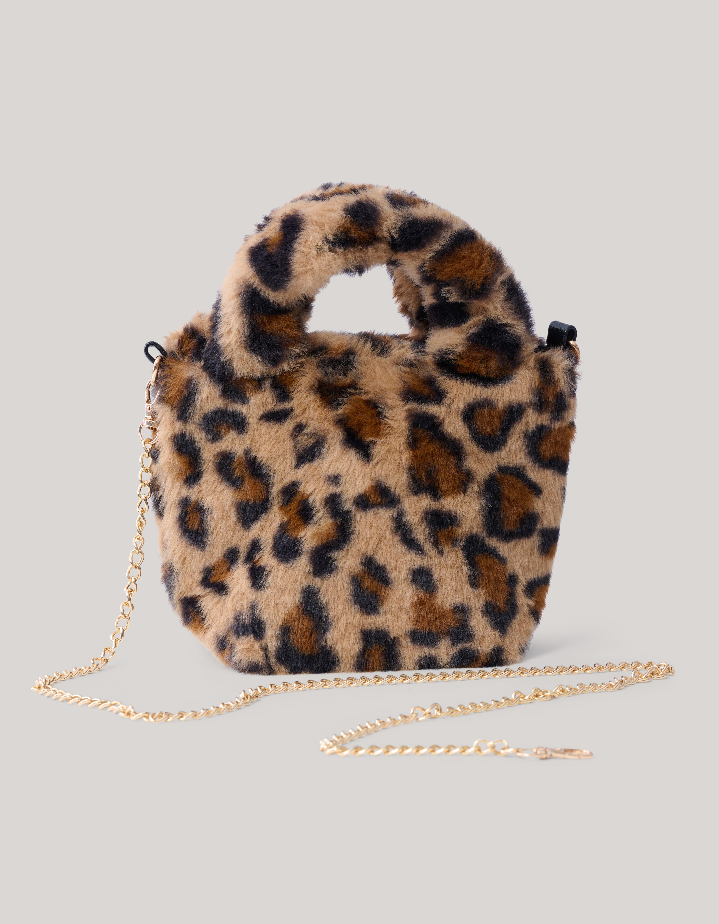 Furry Leopard Tas Bruin SHOEBY ACCESSOIRES