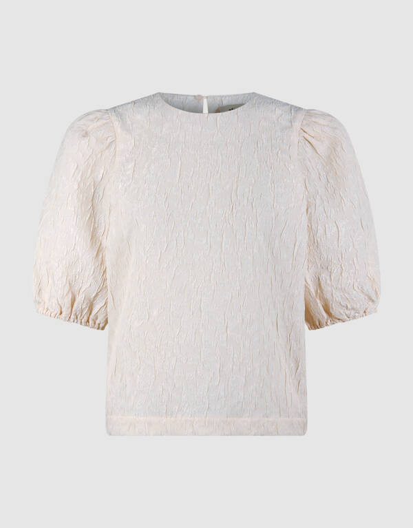 Jacquard Structuur Top Gebroken Wit SHOEBY WOMEN