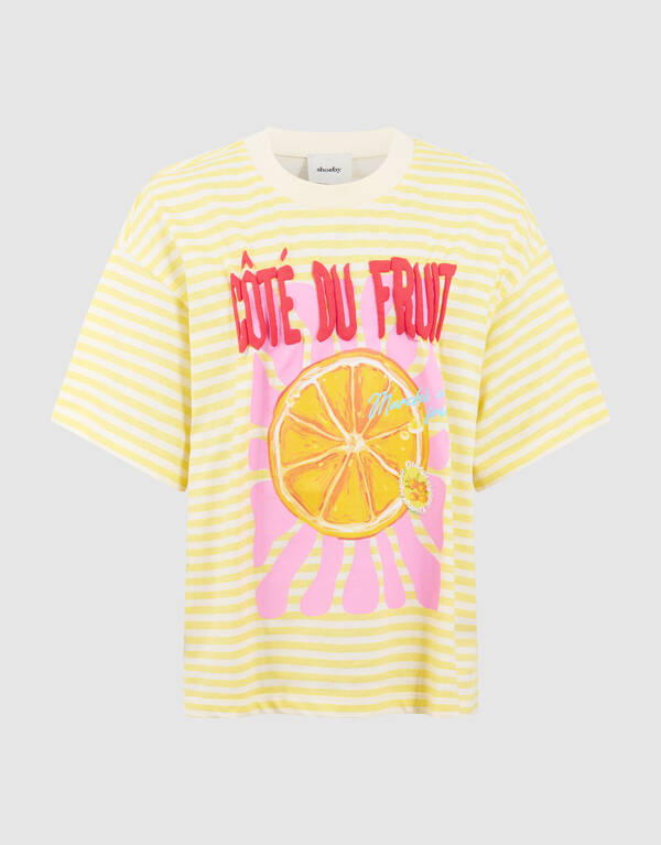 Striped Fruit Artwork T-shirt Geel SHOEBY GIRLS