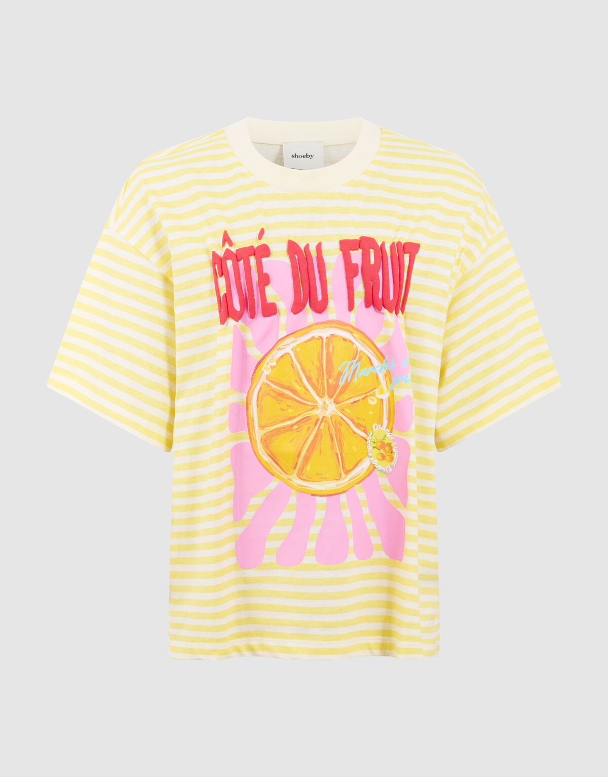 Striped Fruit Artwork T-shirt Geel SHOEBY GIRLS