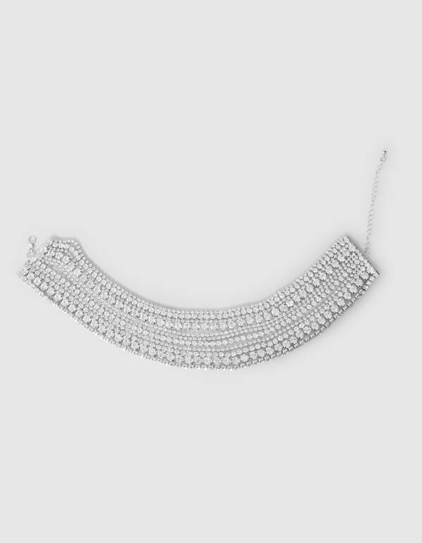 Waterval Strass Choker Ketting Zilver SHOEBY ACCESSOIRES