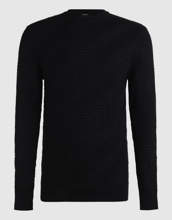 Structuur Knit Sweater Zwart SHOEBY MEN