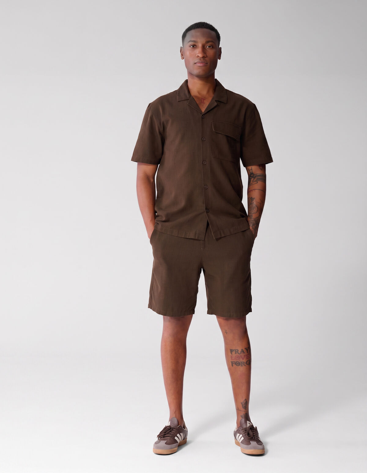 Structuur Spark Overhemd Donkerbruin SHOEBY MEN