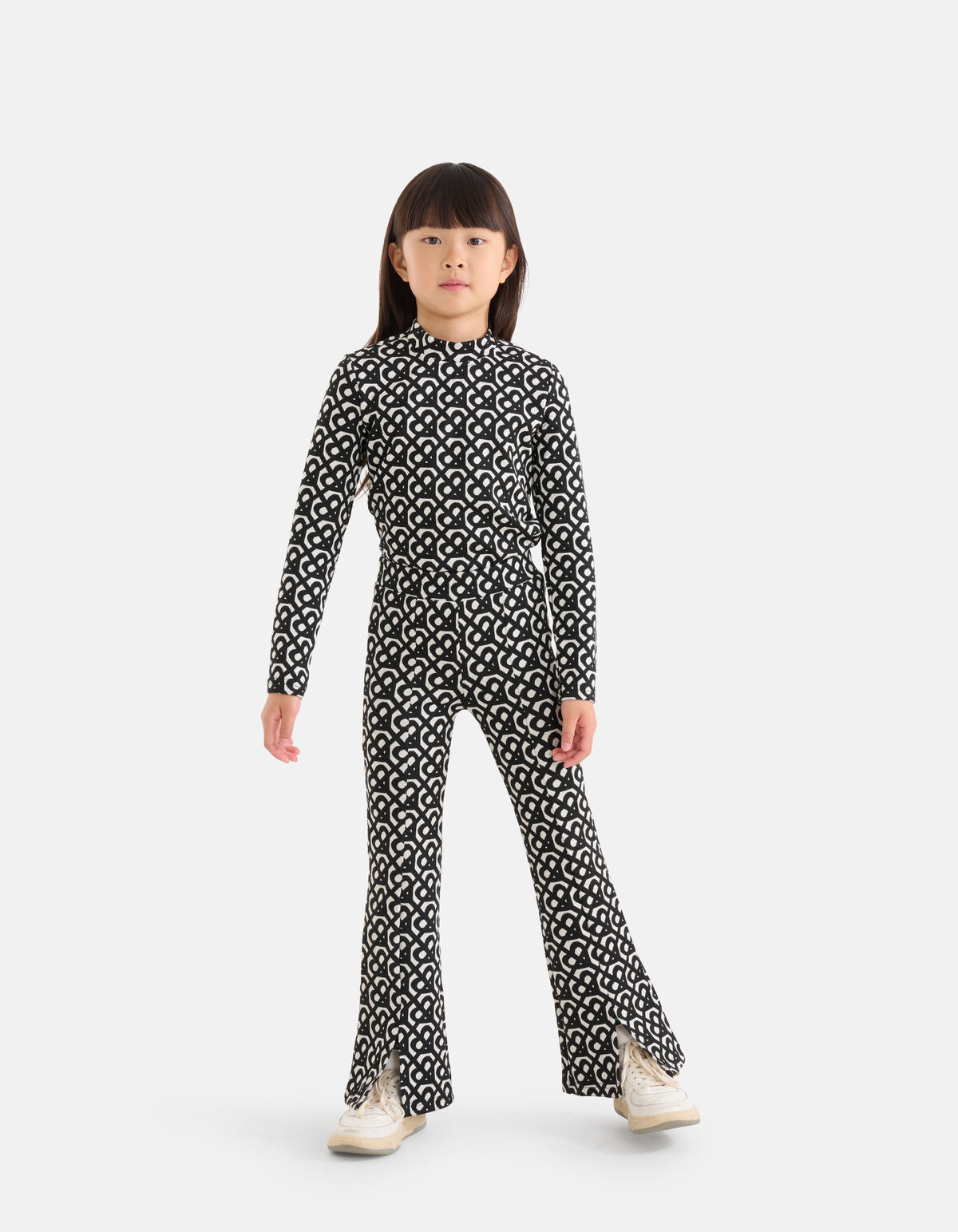 Monogram Flared Broek Zwart SHOEBY GIRLS