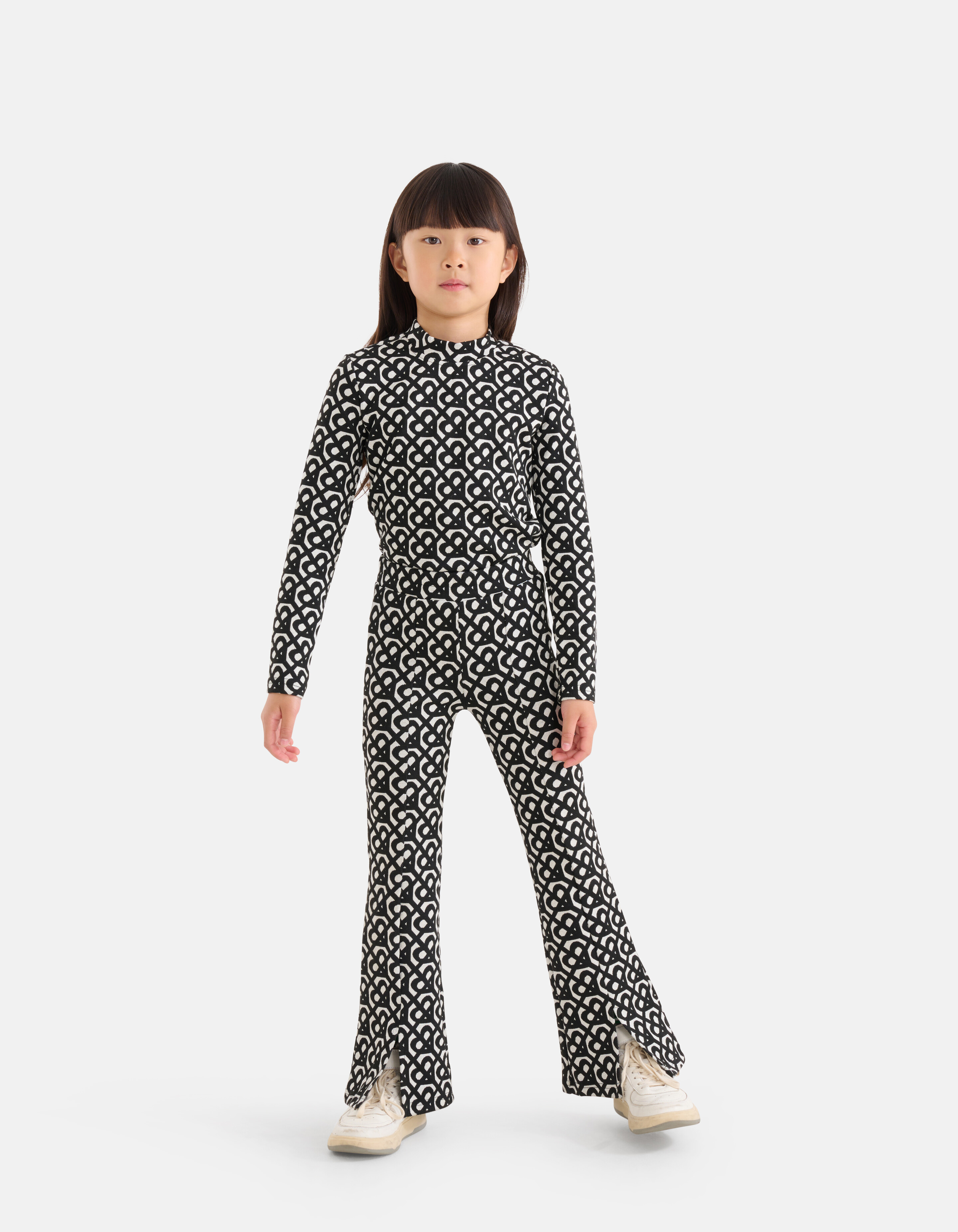 Monogram Flared Broek Zwart SHOEBY GIRLS
