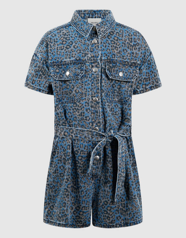 Denim Leopard Jumspuit Blauw SHOEBY GIRLS
