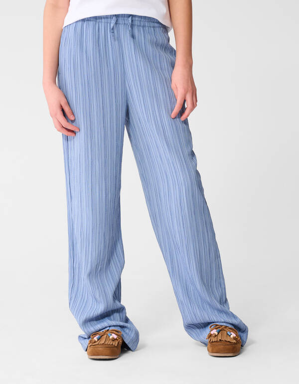 Extra Crinkle Wide Leg Broek Blauw SHOEBY GIRLS