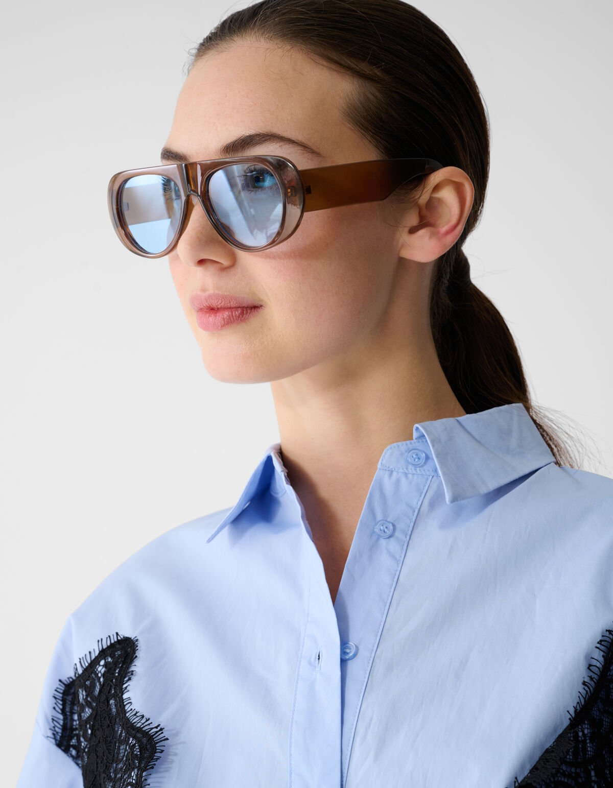 Oversized Kanten Blouse Blauw SHOEBY WOMEN