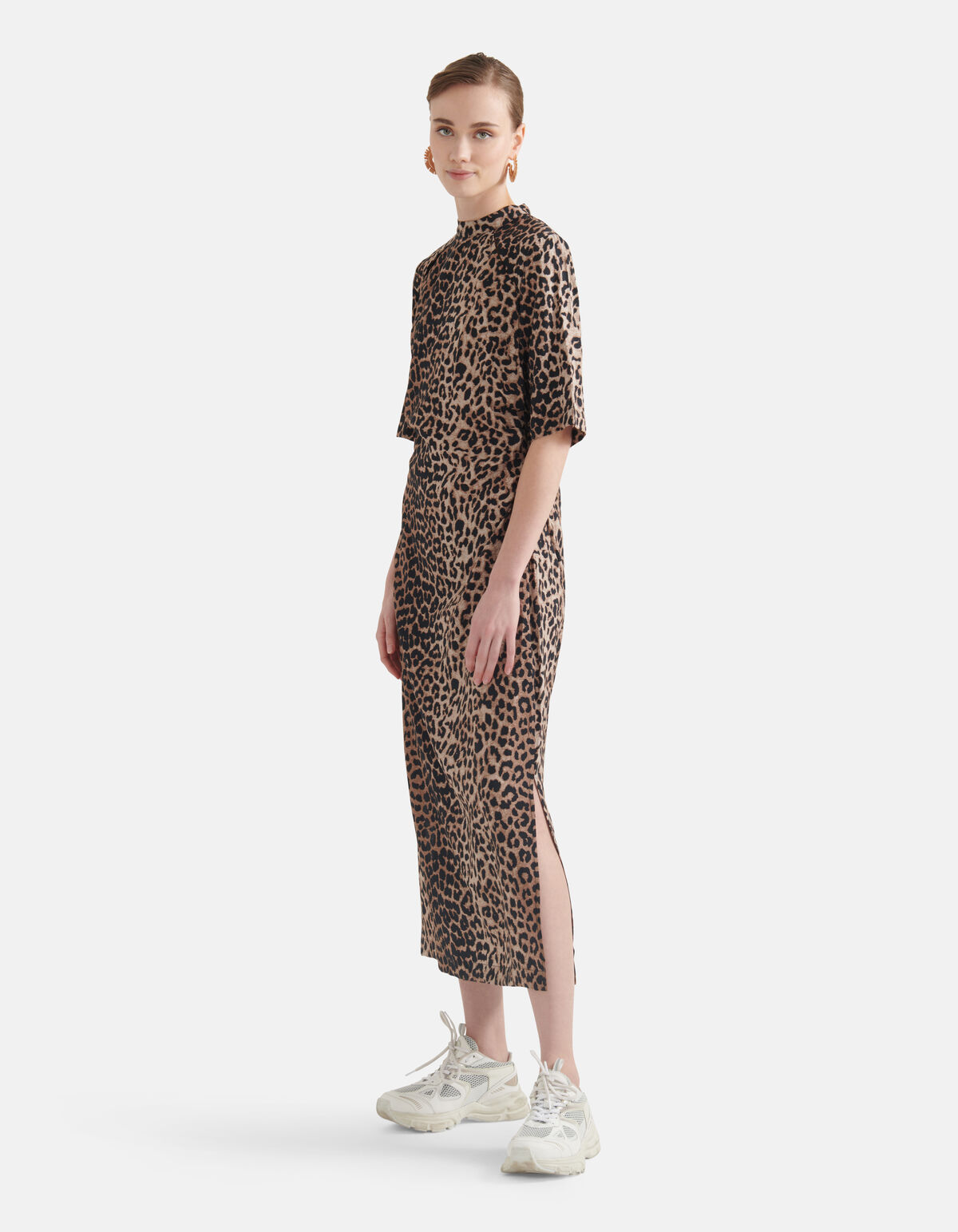 Printed Leopard Jurk Bruin SHOEBY WOMEN