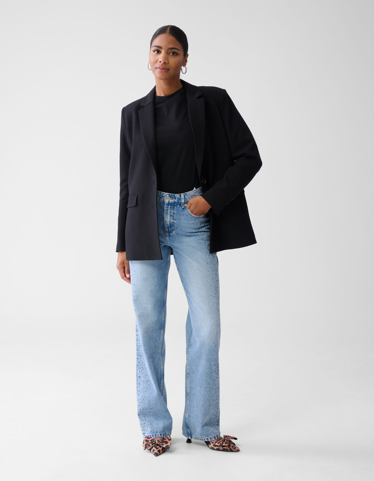 Studs Straight Fit Jeans Mediumstone SHOEBY WOMEN