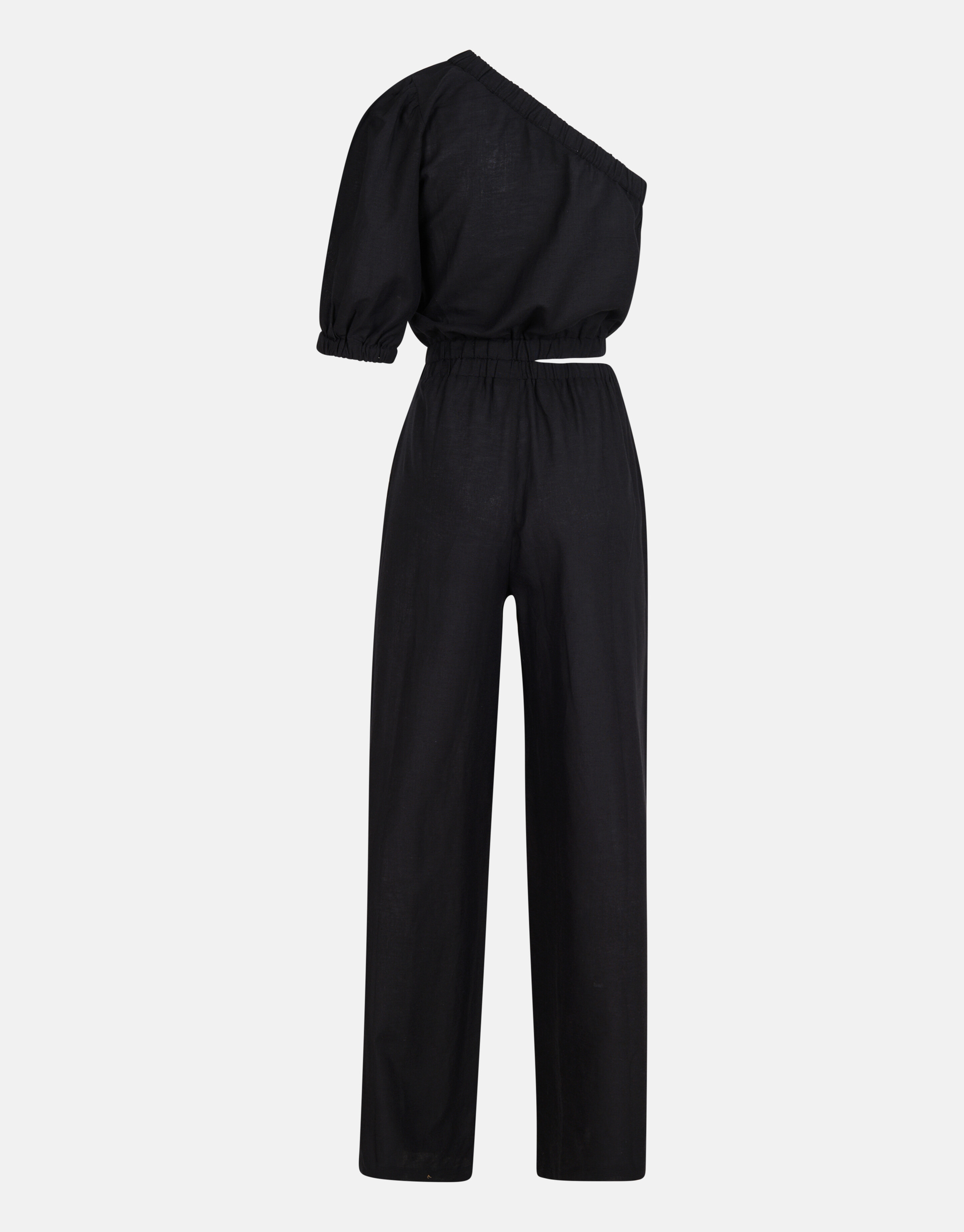 Linnen One Shoulder Jumpsuit Zwart SHOEBY WOMEN