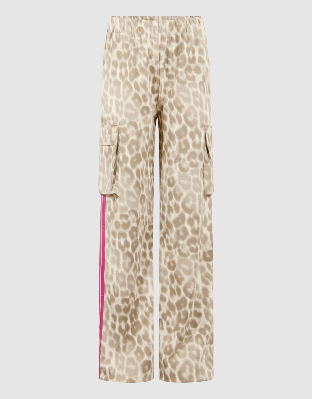 Cargo Leopard Wide Leg Broek Lichtbruin SHOEBY GIRLS