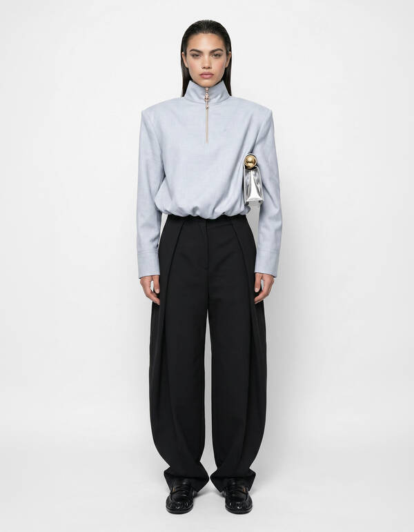 Fancy Button Blouse Lichtgrijs SHOEBY WOMEN