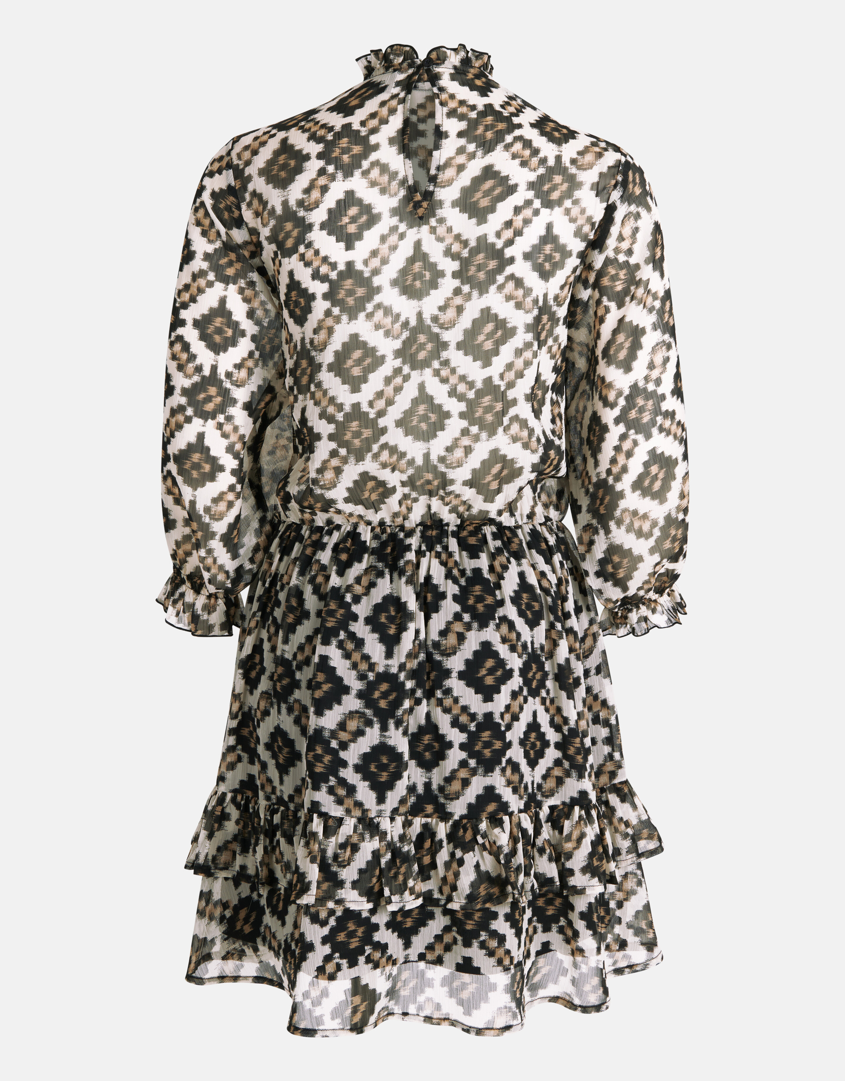 Printed Chiffon Jurk Beige SHOEBY WOMEN