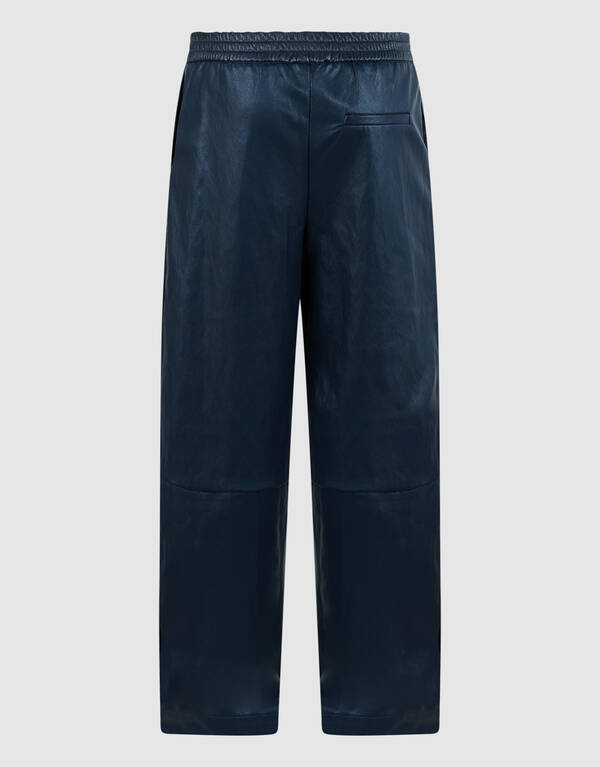 Vegan Leren Barrel Fit Broek Donkerblauw SHOEBY WOMEN