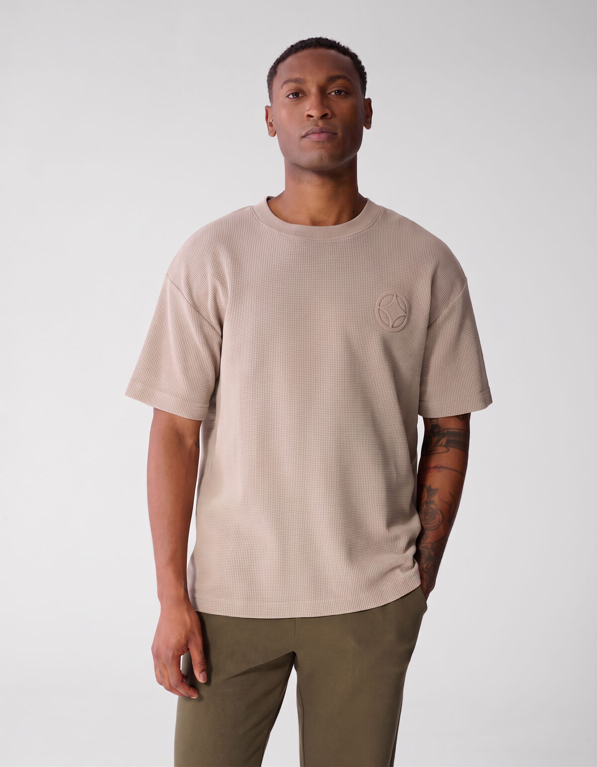 Waffle T-shirt Lichtbruin SHOEBY MEN