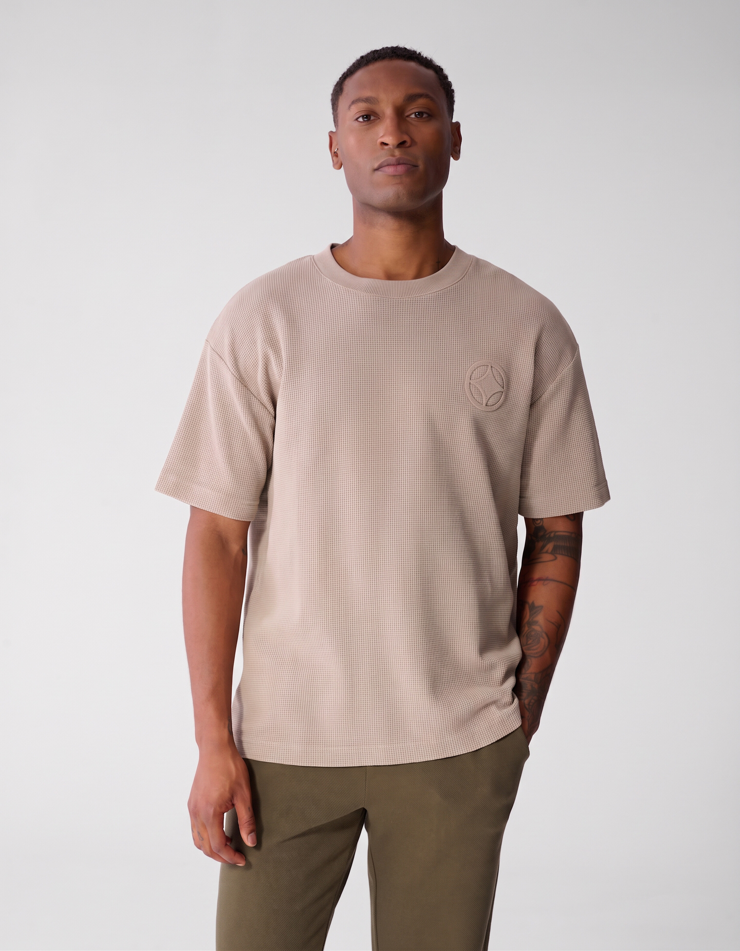 Waffle T-shirt Lichtbruin SHOEBY MEN