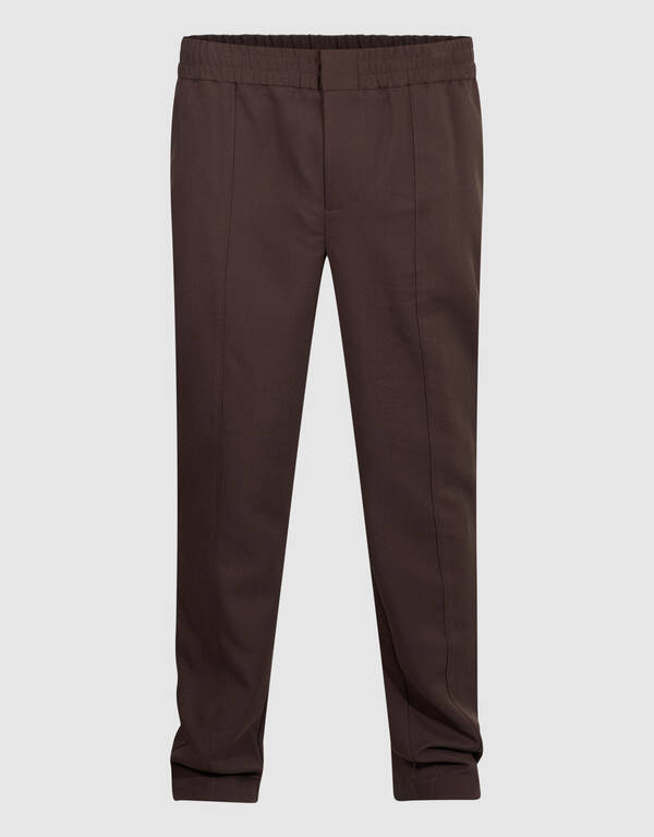 Straight Fit Pintuck Broek Donkerbruin SHOEBY MEN