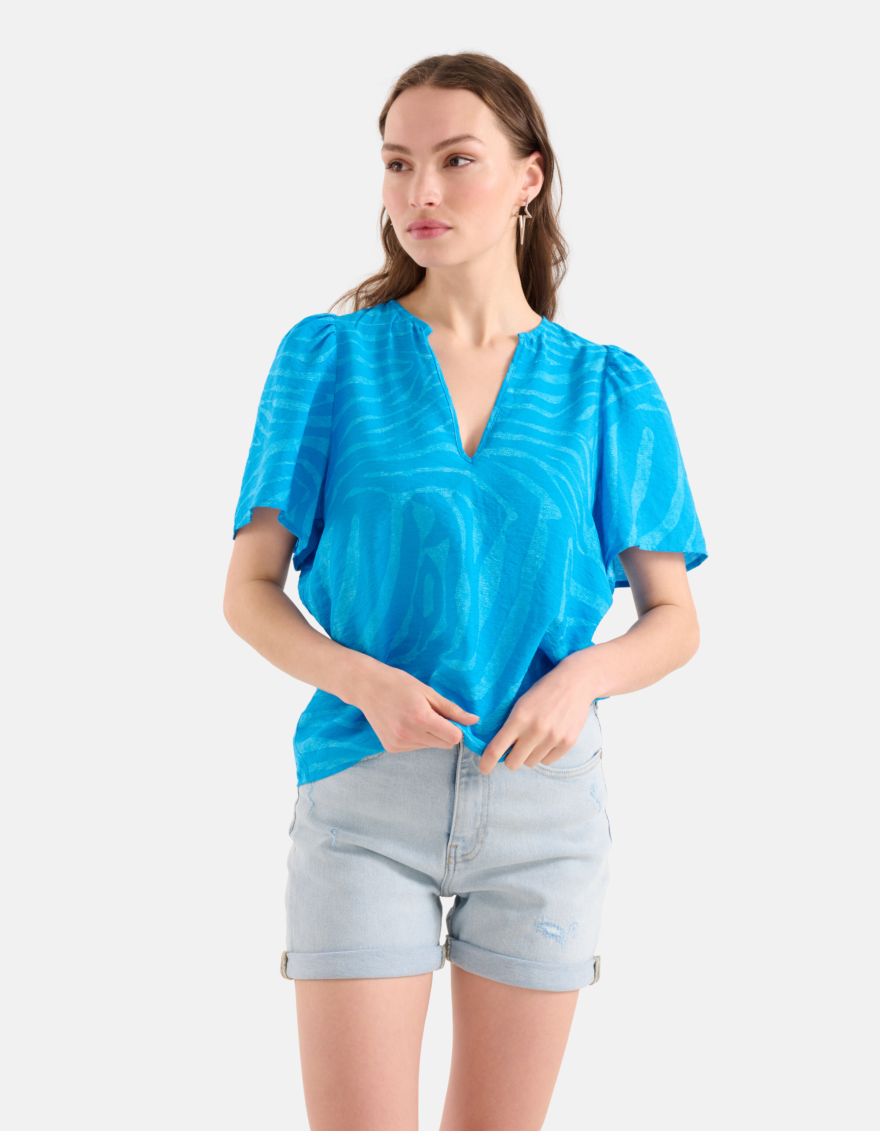 Zebra Print Top Blauw SHOEBY WOMEN