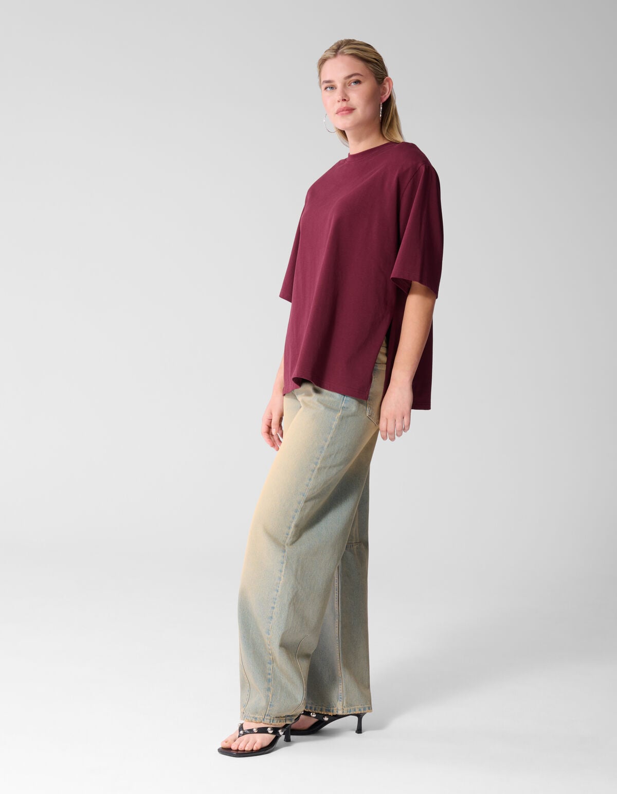 Split T-shirt Donkerrood SHOEBY WOMEN