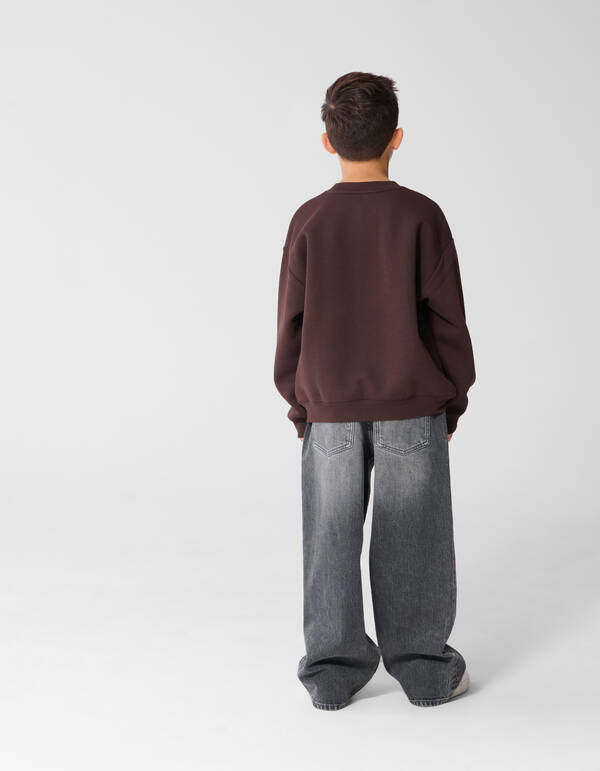 Party Smiley Sweater Donkerbruin SHOEBY BOYS