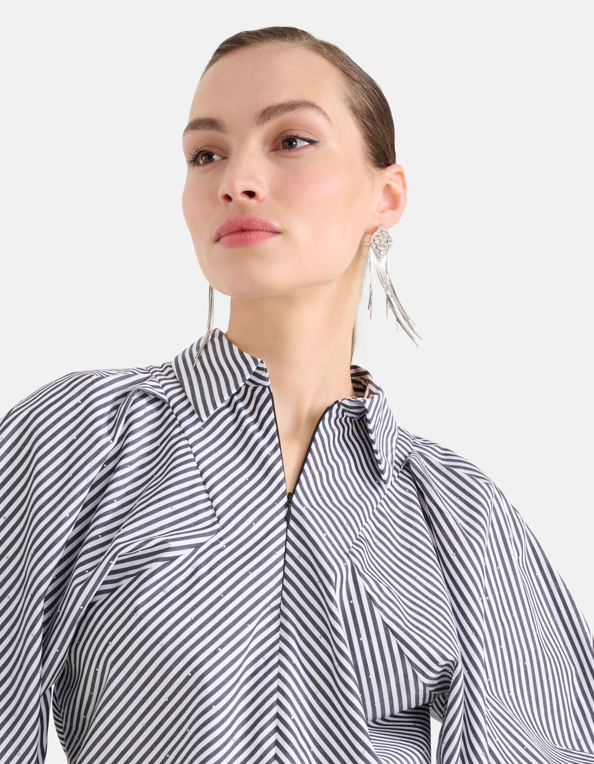 Poplin Strass Blouse Zwart/Wit SHOEBY WOMEN