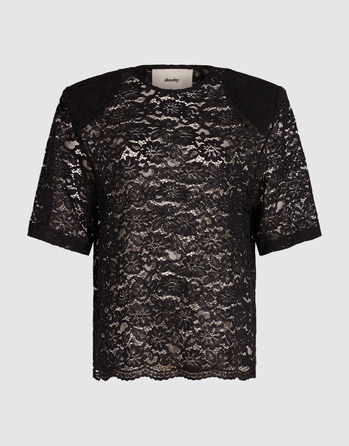 Lace Shoulder Top Zwart SHOEBY WOMEN