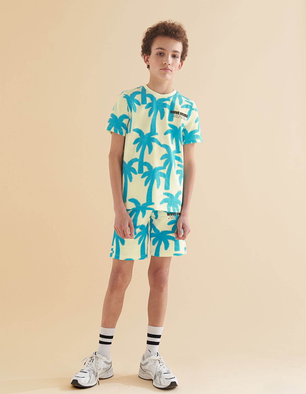 Palm Print Short Gebroken Wit SHOEBY BOYS