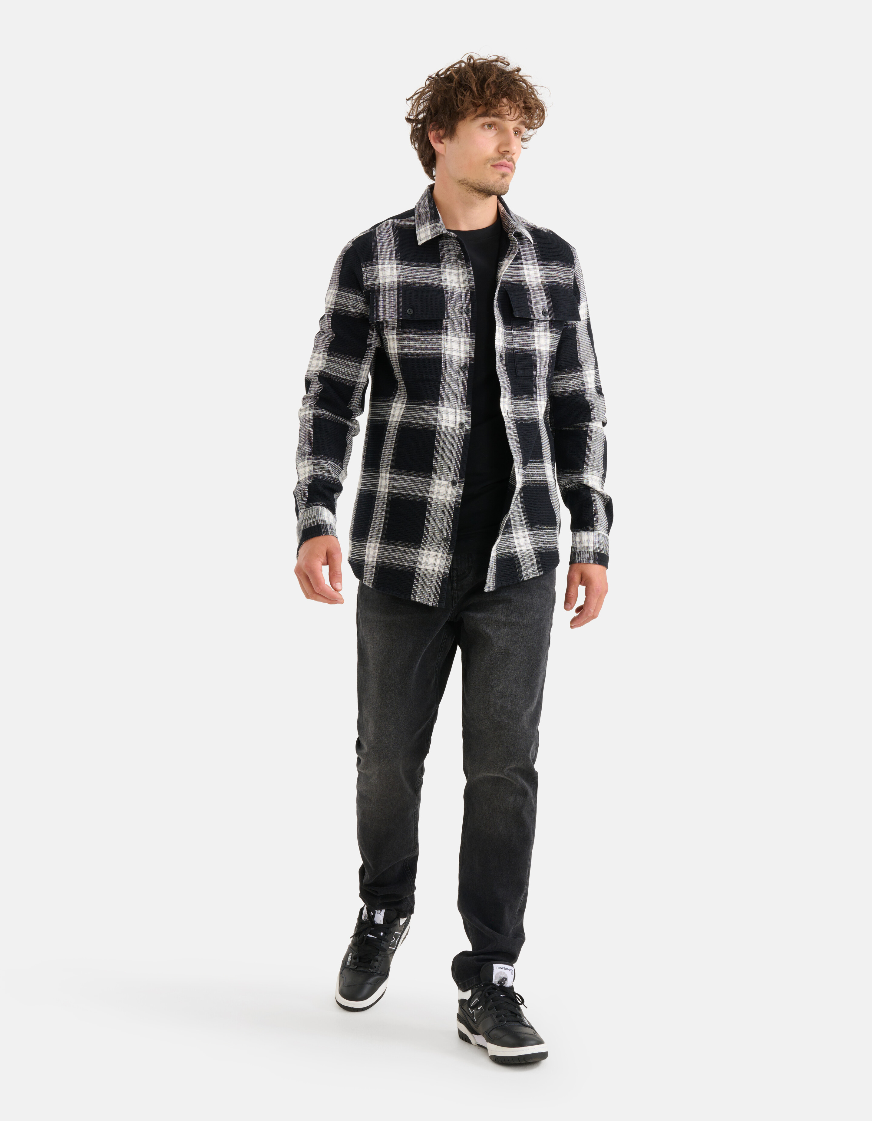 Ruiten Overhemd Zwart SHOEBY MEN