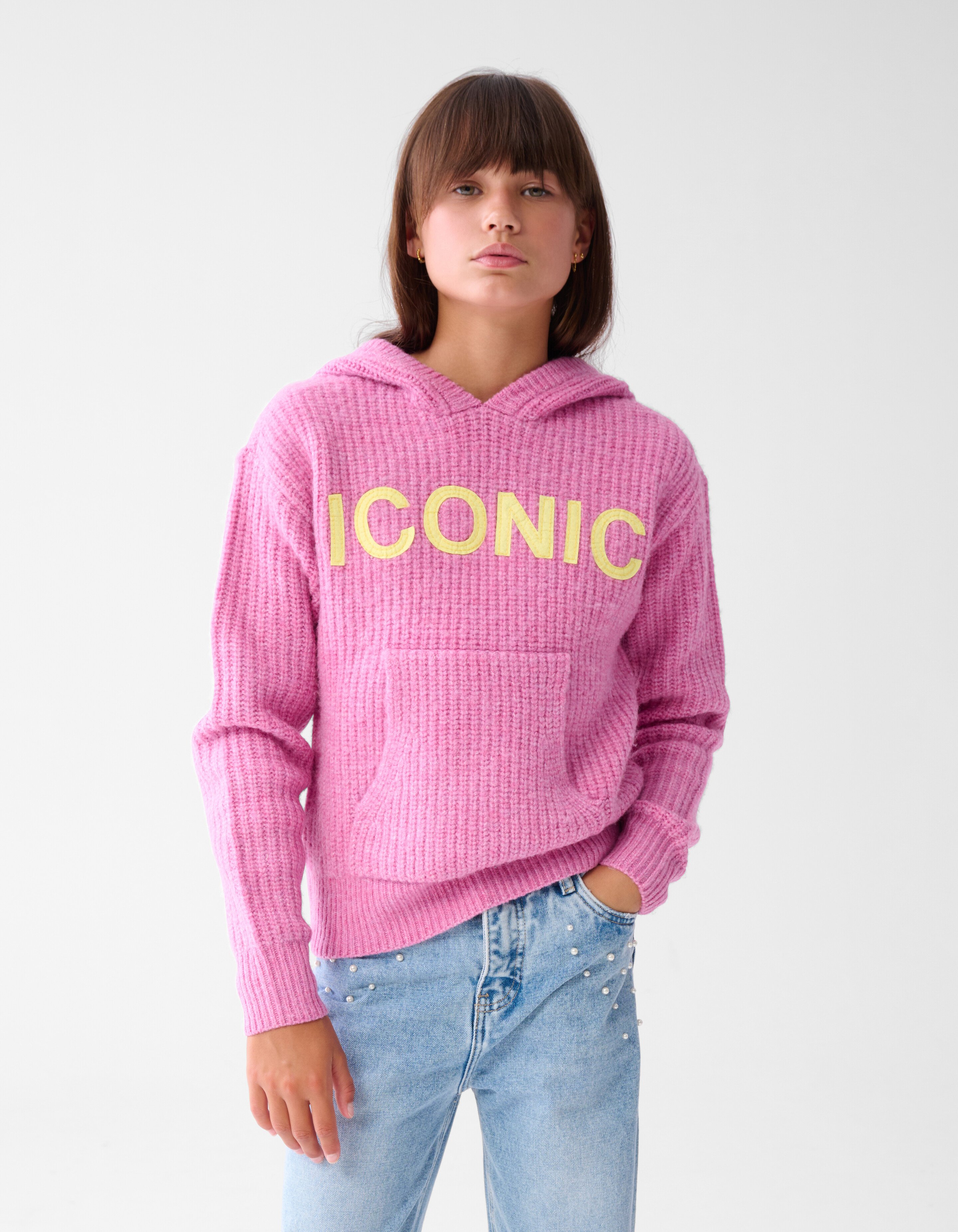 Artwork Gebreide Hoodie Roze SHOEBY GIRLS