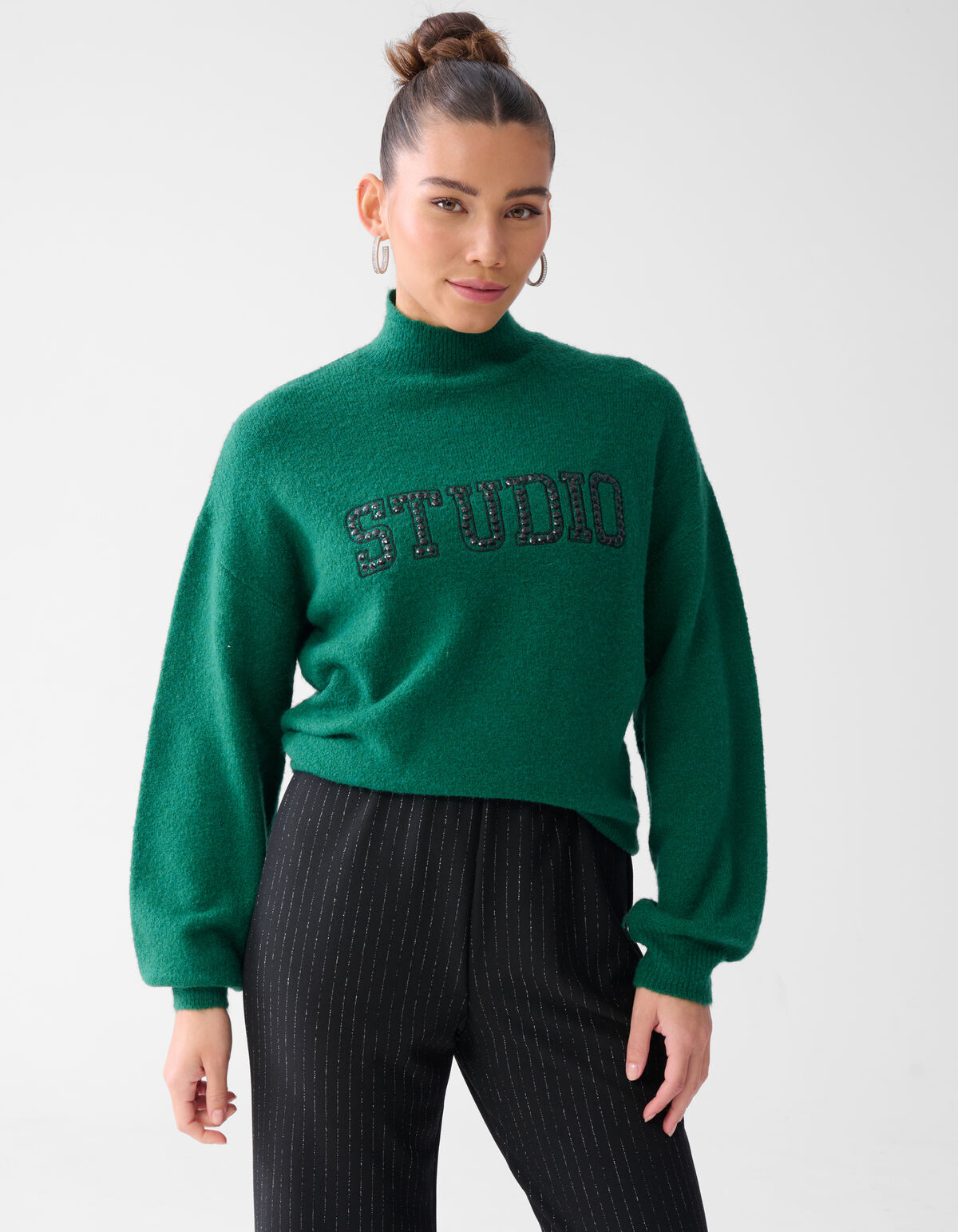 Studio Strass Trui Donkergroen SHOEBY WOMEN