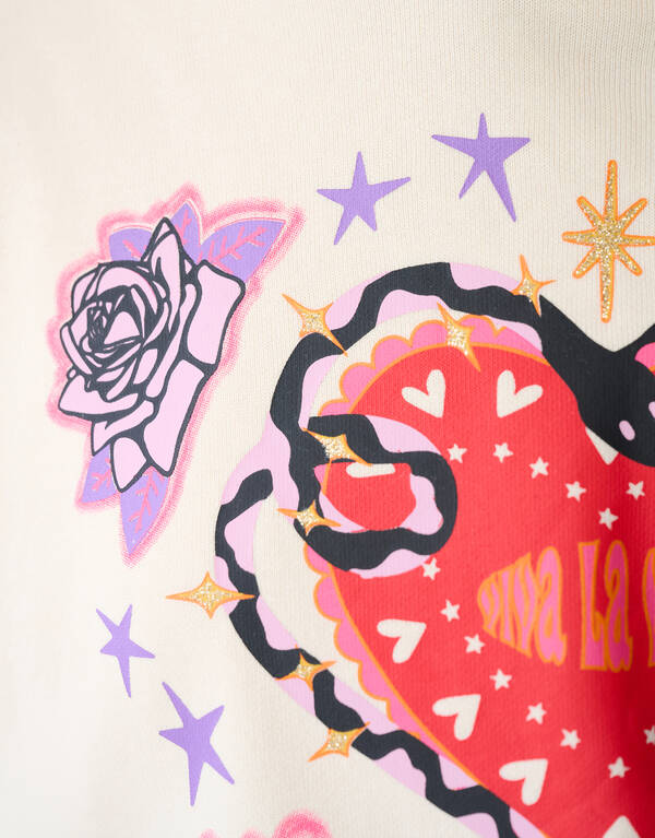 Vida Artwork Hoodie Gebroken Wit SHOEBY GIRLS