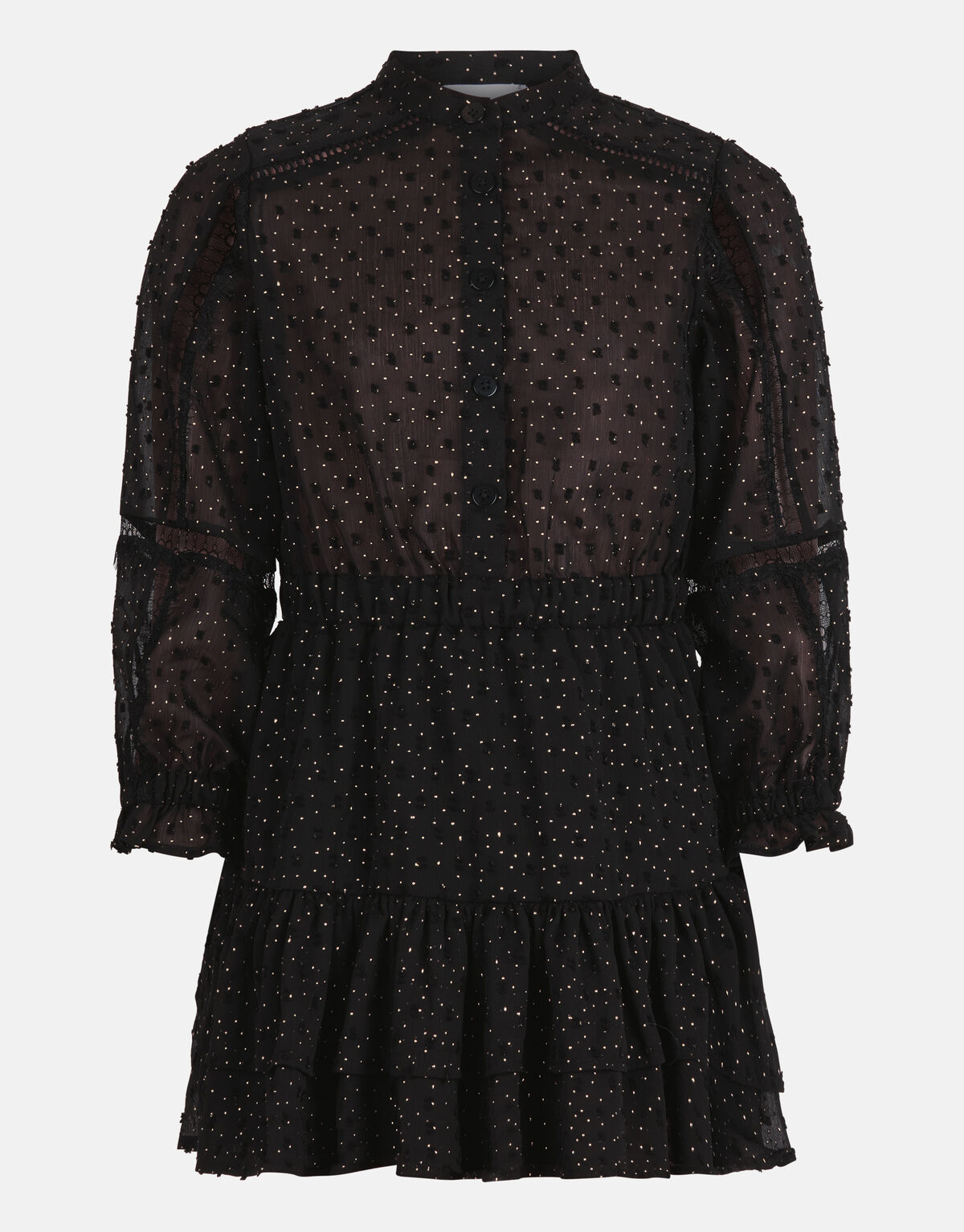 Chiffon Stippen Jurk Zwart By Nicolette SHOEBY GIRLS