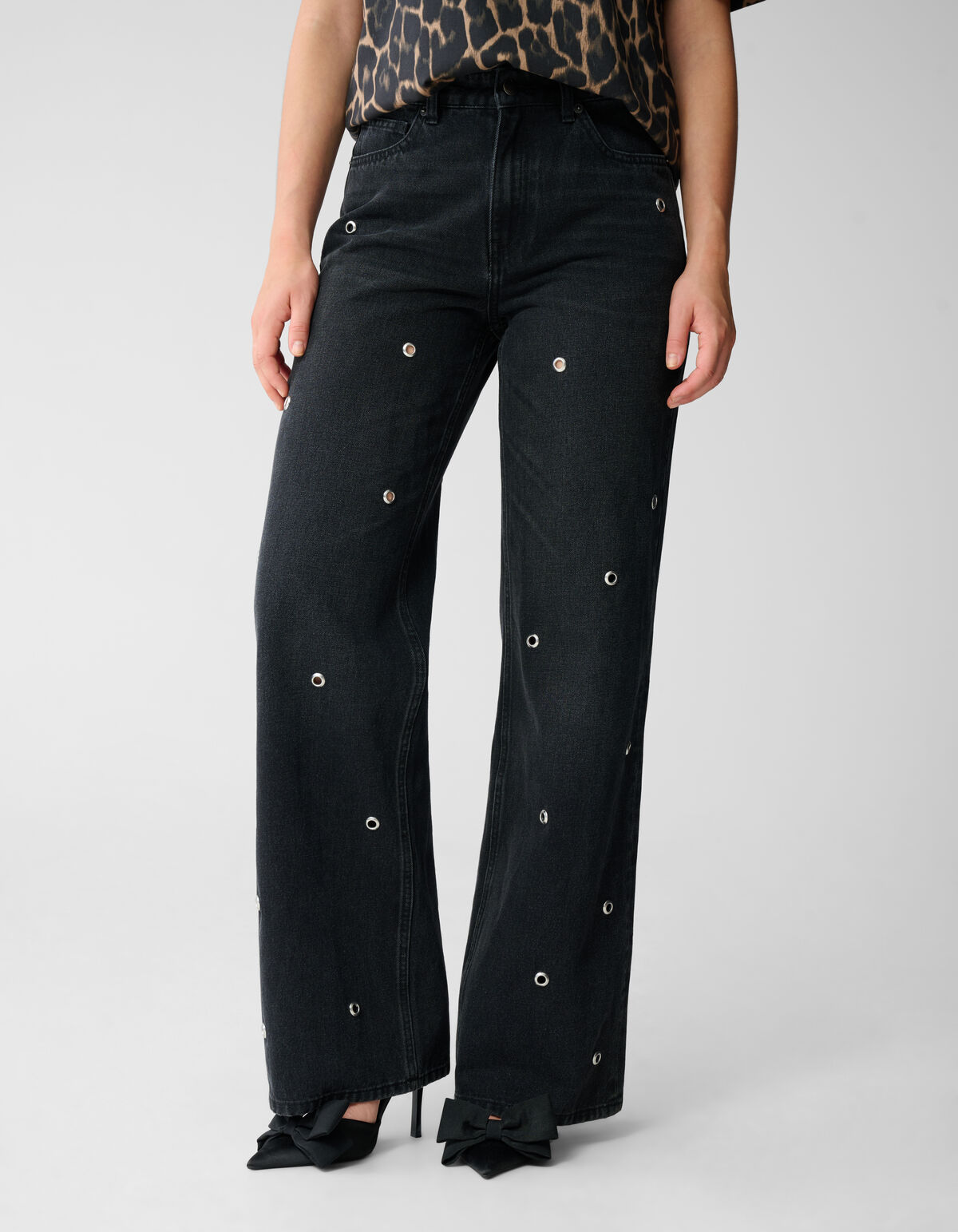 Eyelet Straight Fit Jeans Donkergrijs SHOEBY WOMEN