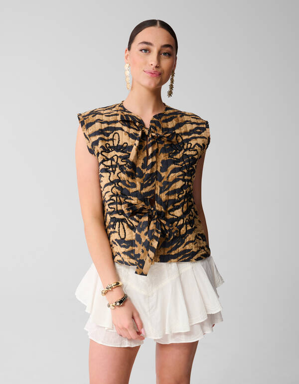 Tiger Bow Gilet Bruin SHOEBY WOMEN