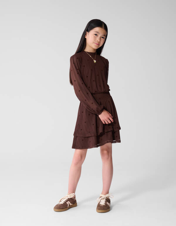 Mesh Sparkle Jurk Bruin SHOEBY GIRLS
