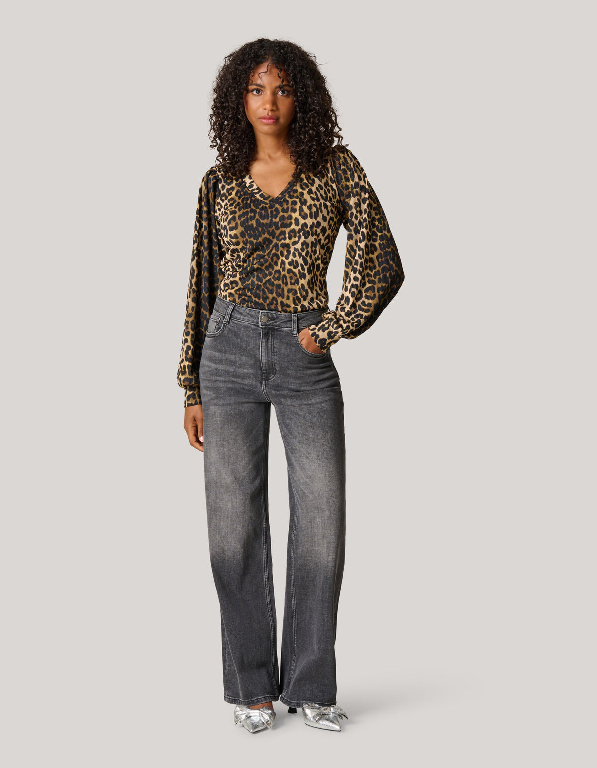 Rib Jersey Leopard Top Bruin SHOEBY WOMEN