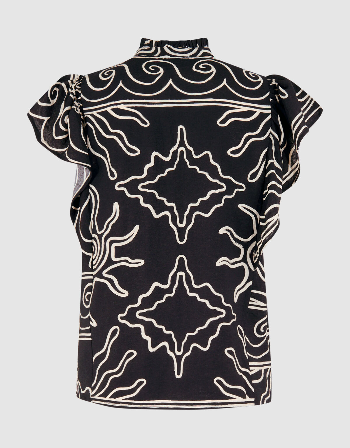 Printed Ruffle Top Zwart SHOEBY WOMEN