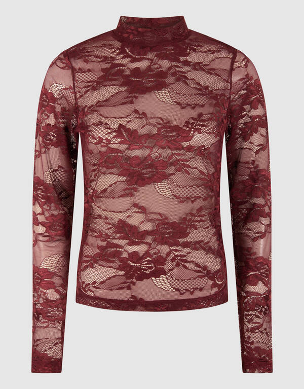 Flower Kanten Top Donkerrood SHOEBY WOMEN