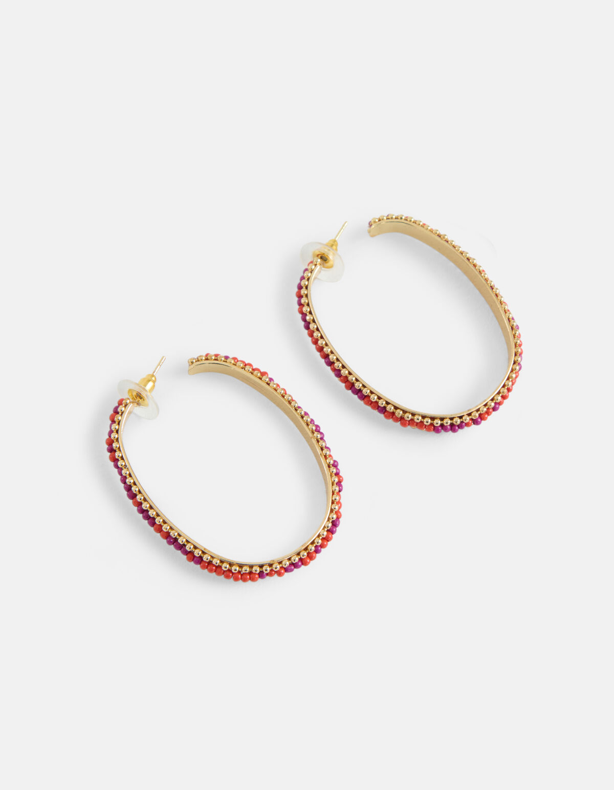 Ovale Beaded Hoops Oorbellen Rood SHOEBY ACCESSOIRES