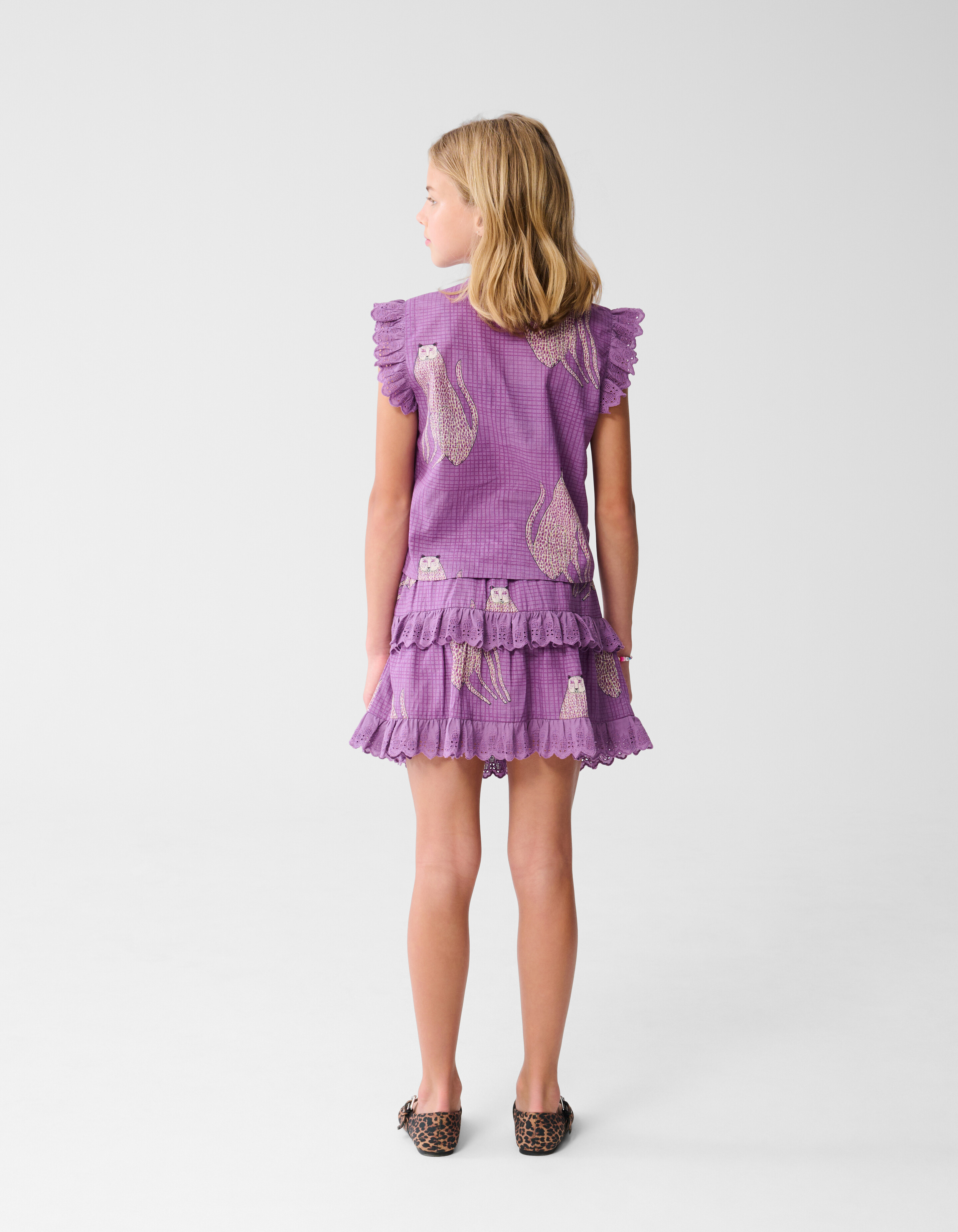 Tiger Ruffle Top Paars SHOEBY GIRLS