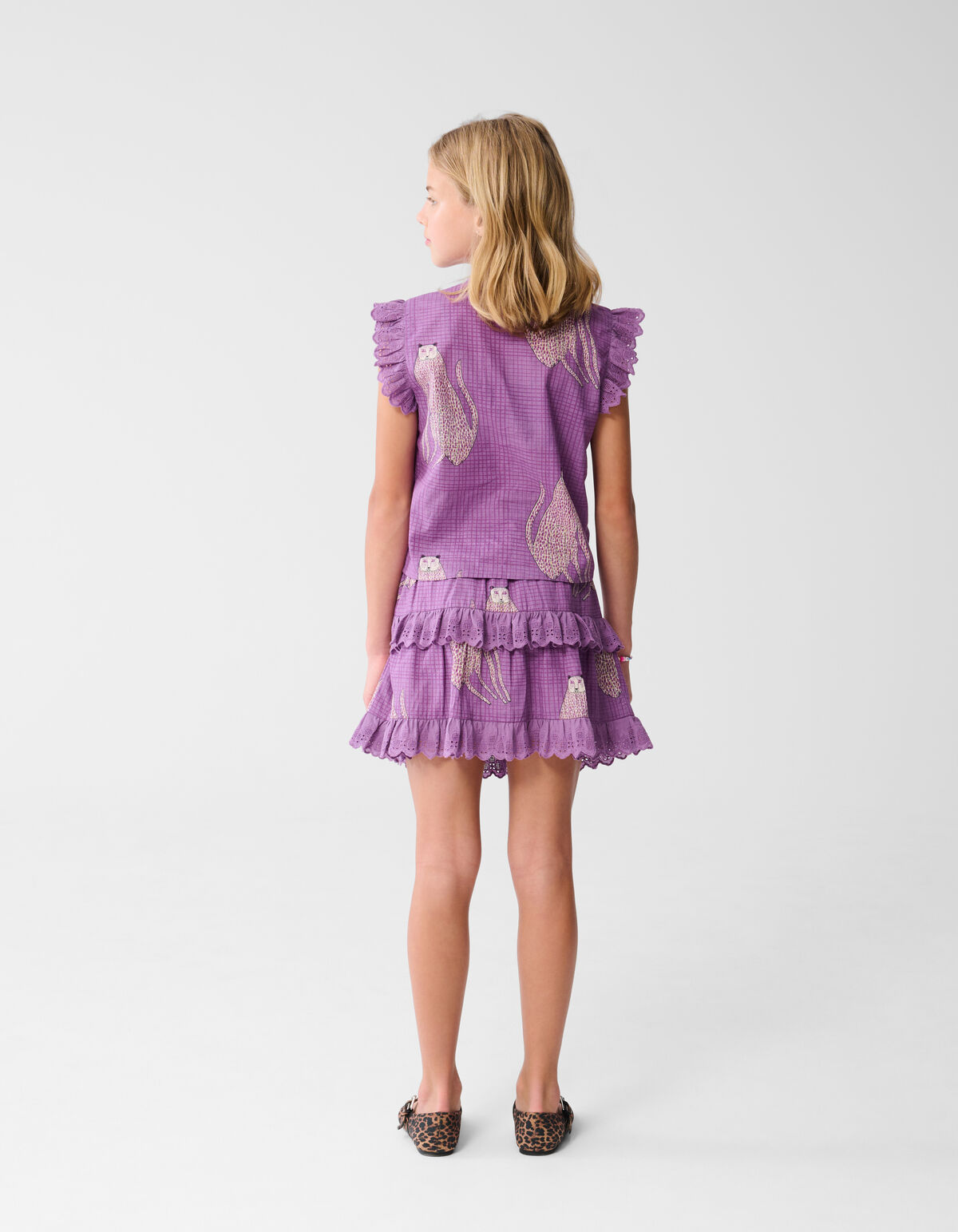 Tiger Ruffle Top Paars SHOEBY GIRLS