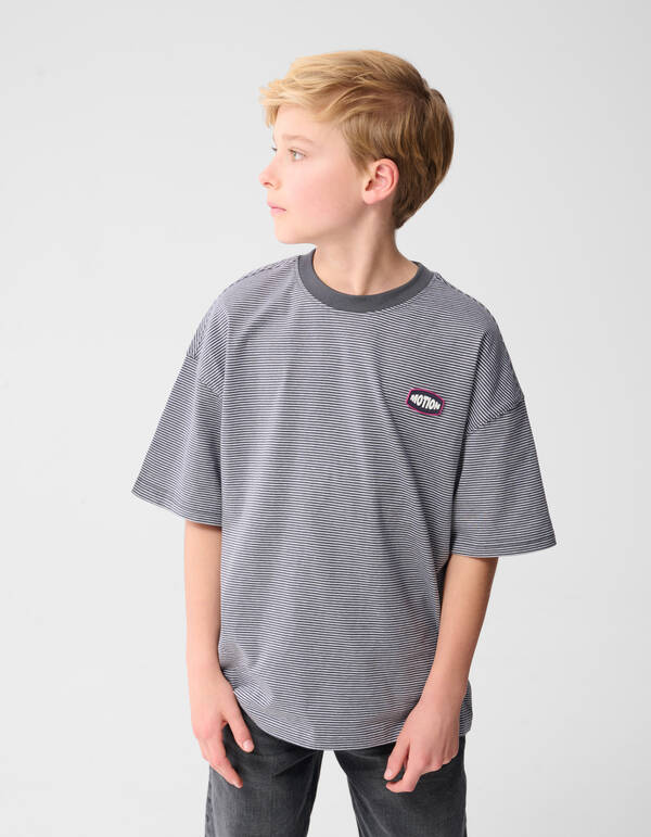 Stripe Artwork T-Shirt Zwart/Wit SHOEBY BOYS