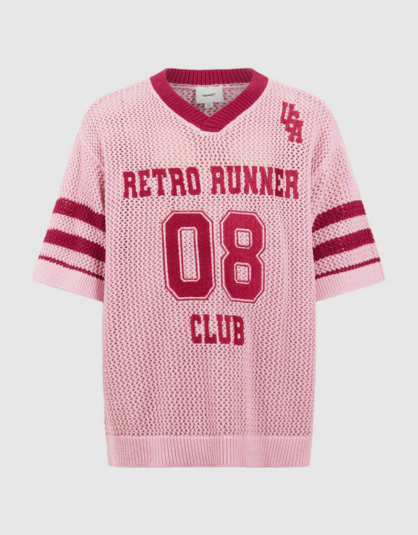 Gebreid Baseball T-shirt Roze SHOEBY GIRLS