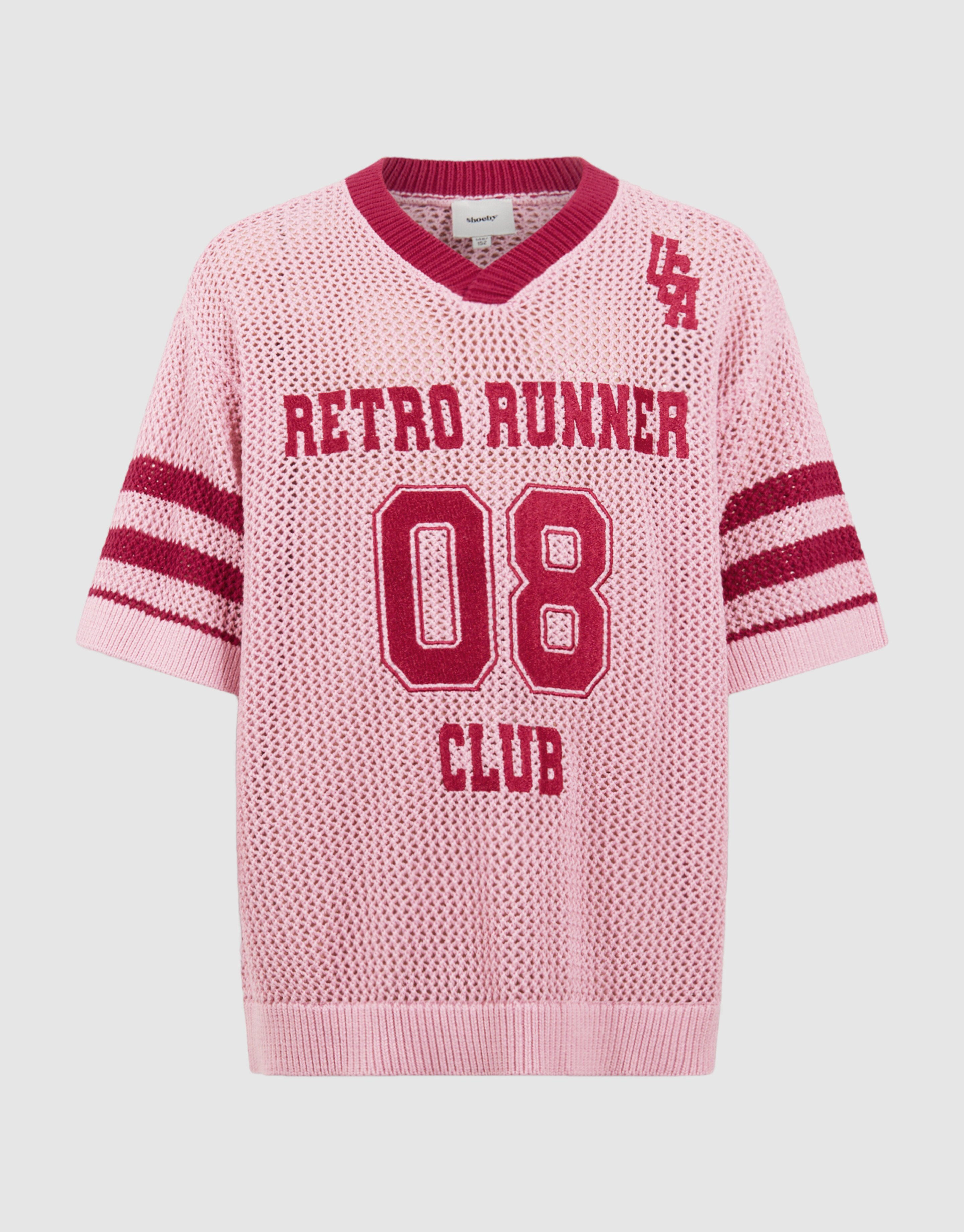 Gebreid Baseball T-shirt Roze SHOEBY GIRLS