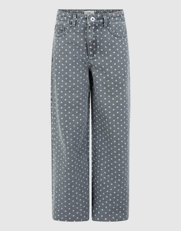 Wide Leg Dot Jeans Grijs SHOEBY GIRLS